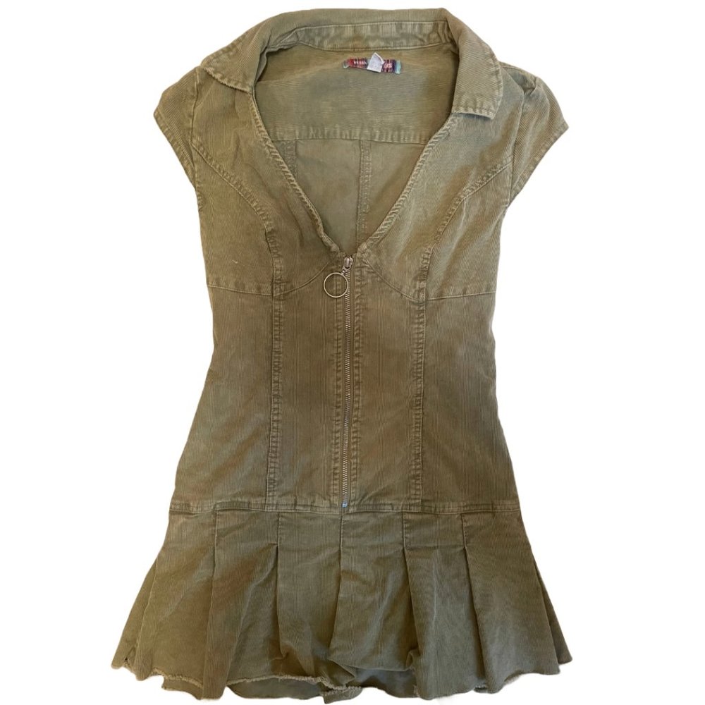 Urban Outfitters Jazzy Corduroy Mini Dress, Green, Size Small
